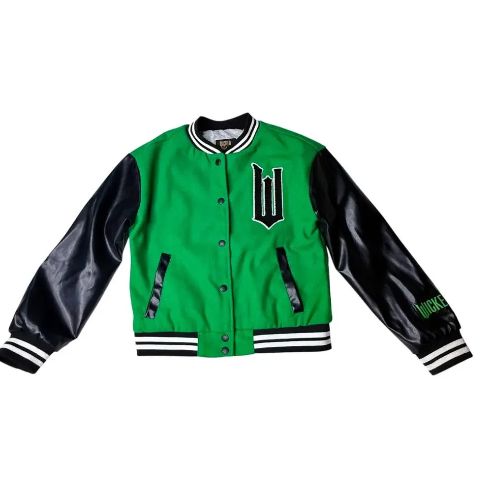 Wicked Bomber Jacket Girls M 10 Wizard Oz Justice Coat Elphaba Halloween Costume